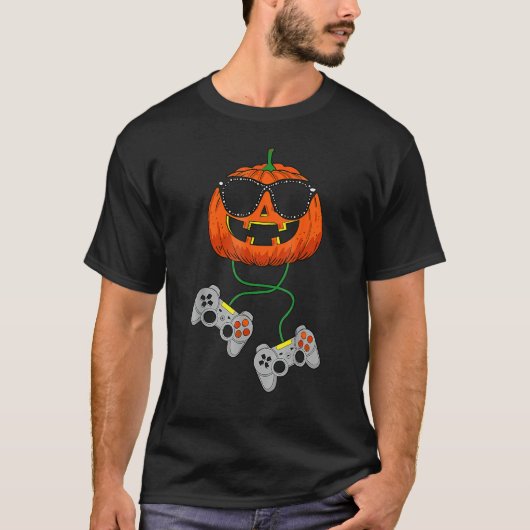 Halloween Jack O Lantern Gamer Boys Kids Men  Hall T-shirt (Voorkant)