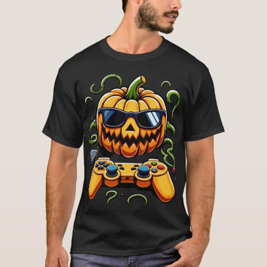 Halloween Jack O Lantern Gamer Boys Kinder Mannen T-shirt (Voorkant)