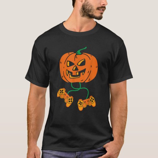 Halloween Jack O Lantern Gamer Boys Kinder Mannen  T-shirt (Voorkant)