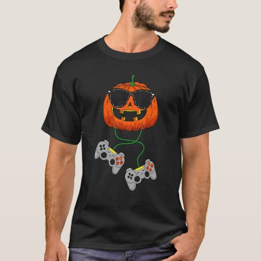 Halloween Jack O Lantern Gamer Boys Kinder Mannen  T-shirt (Voorkant)