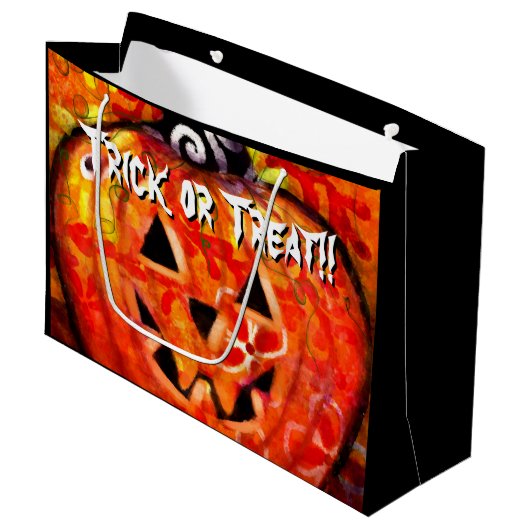 Halloween Jack-O-Lantern gepersonaliseerd Groot Cadeauzakje (Voorkant Gekanteld)