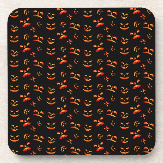 Halloween Jack-O-Lantern Gezichten Bier Onderzetter (Voorkant)