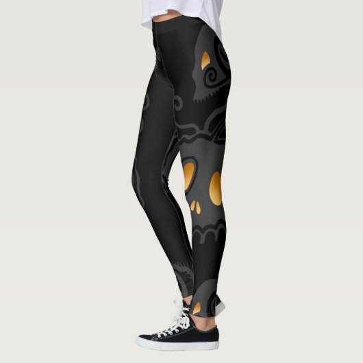 Halloween Jack O Lantern Ggloing Skull Vine Leggings (Links)