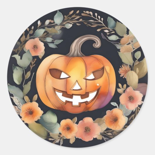 Halloween Jack-O-Lantern, Halloween Pumpkin, Ronde Sticker (Voorkant)