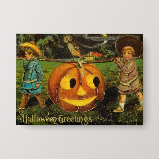 Halloween Jack-o-Lantern Harvest Night beroemd gem Button (Voorkant)