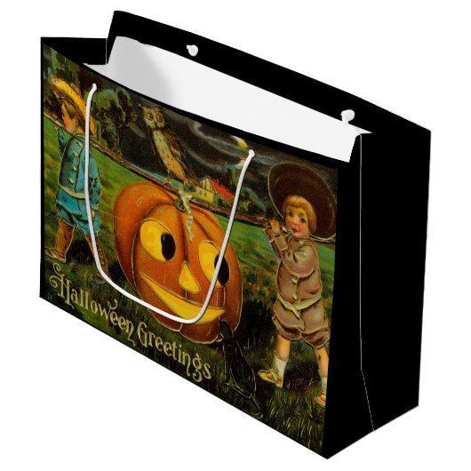 Halloween Jack-o-Lantern Harvest Night beroemd gem Groot Cadeauzakje (Voorkant Gekanteld)