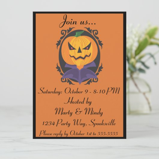 Halloween Jack-o-lantern Head Portret Kaart (Staand voorkant)