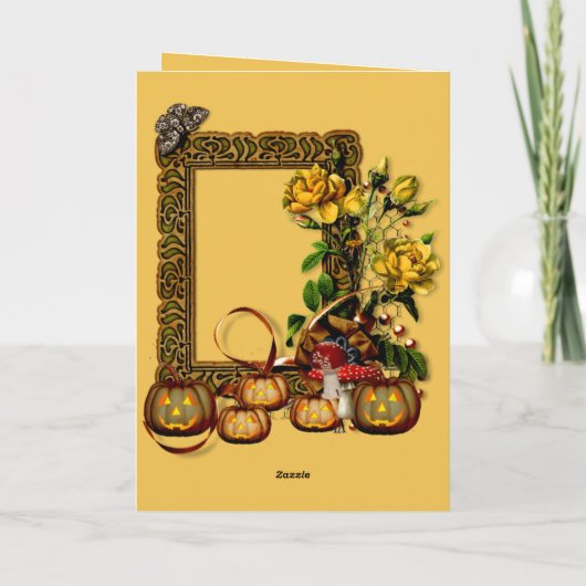 Halloween Jack O Lantern Herfst Flora Kaart (Achterkant)