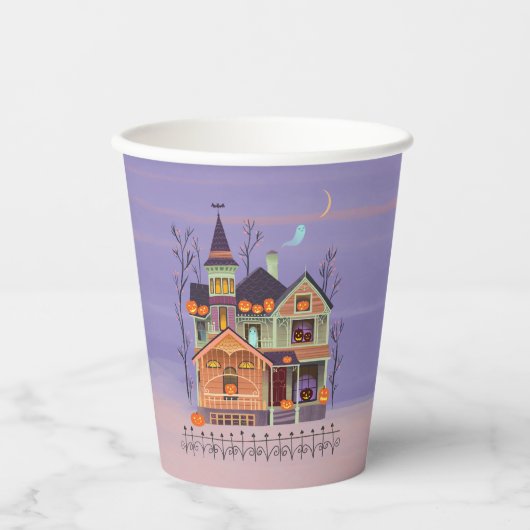 Halloween Jack-o'-lantern Hous Papieren Bekers (Voorkant)
