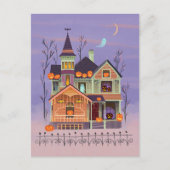 Halloween Jack-o'-lantern House Briefkaart (Voorkant)