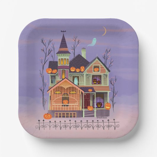 Halloween Jack-o'-lantern House Papieren Bordje (Voorkant)