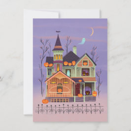Halloween Jack-o'-lantern House Party Invitation Kaart