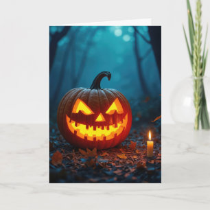 Halloween Jack-o-lantern in griezelige bossen Feestdagen Kaart