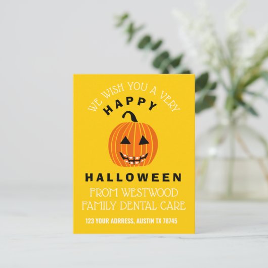 Halloween Jack O Lantern met races - Geel Briefkaart (Staand voorkant)