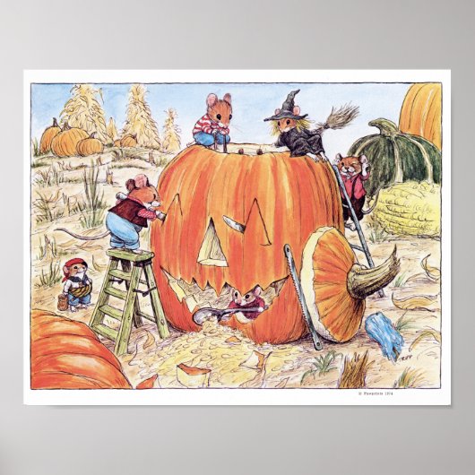 Halloween Jack o' Lantern Mice Print (Voorkant)