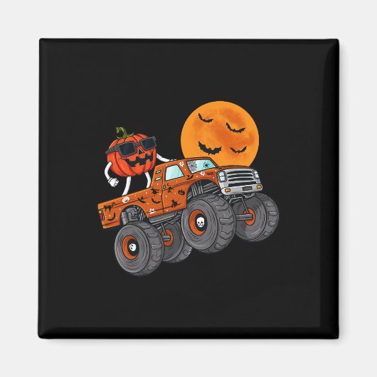 Halloween Jack O Lantern Monster Truck Toddler Boy Magneet (Voorkant)