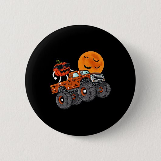 Halloween Jack O Lantern Monster Truck Toddler Boy Ronde Button 5,7 Cm (Voorkant)