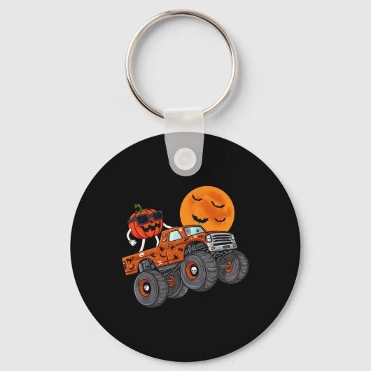 Halloween Jack O Lantern Monster Truck Toddler Boy Sleutelhanger (Voorkant)