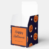 Halloween Jack-O-Lantern Navy Polka Dots Custom Bedankdoosjes (Geopend)