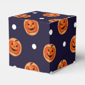 Halloween Jack-O-Lantern Navy Polka Dots Custom Bedankdoosjes (Achterkant)