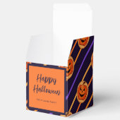 Halloween Jack-O-Lantern Navy Stripes Bedankdoosjes (Geopend)