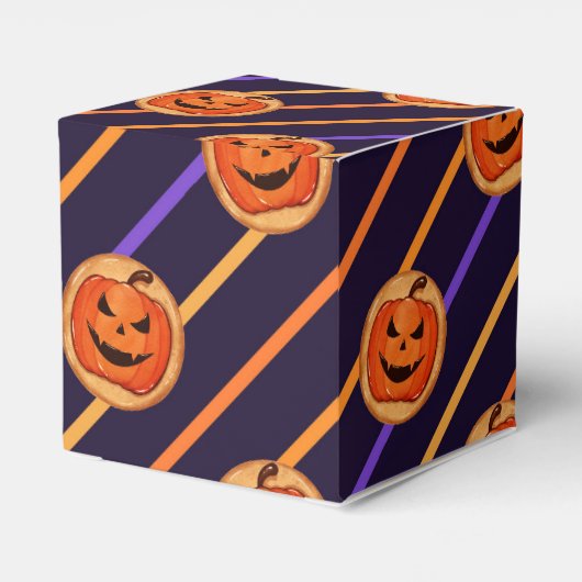 Halloween Jack-O-Lantern Navy Stripes Bedankdoosjes (Achterkant)