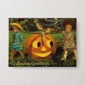 Halloween Jack-o-Lantern Oogst Nacht door Kinderen Button (Voorkant)