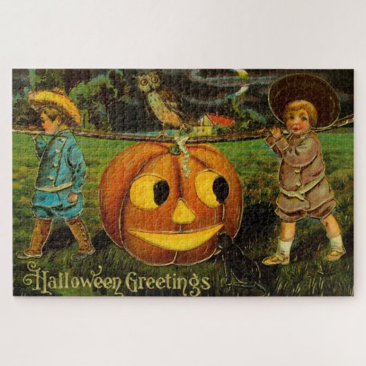 Halloween Jack-o-Lantern Oogst Nacht door Kinderen Legpuzzel (Horizontaal)