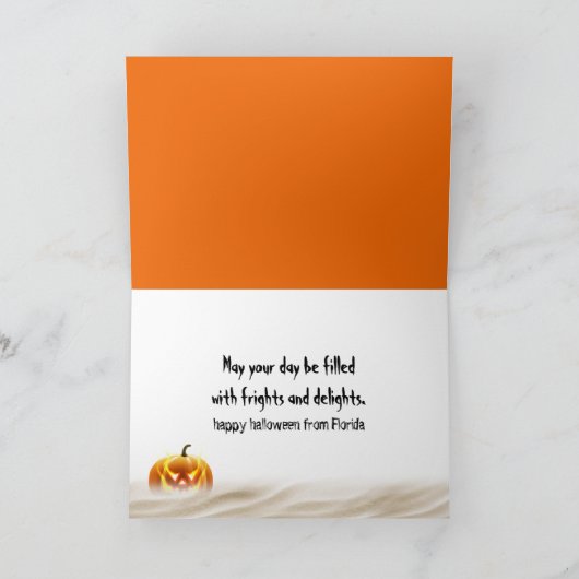 Halloween Jack-o-Lantern op het strand Feestdagen Kaart (Binnen)