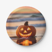 Halloween Jack-o-Lantern op het strand Papieren Bordje (Voorkant)