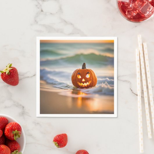 Halloween Jack-o-Lantern op het strand Servet (Insitu)