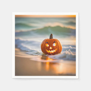 Halloween Jack-o-Lantern op het strand Servet