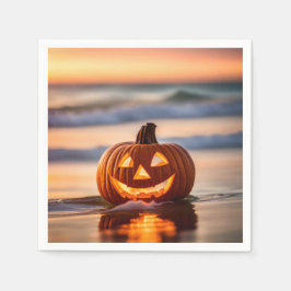 Halloween Jack-o-Lantern op het strand Servet