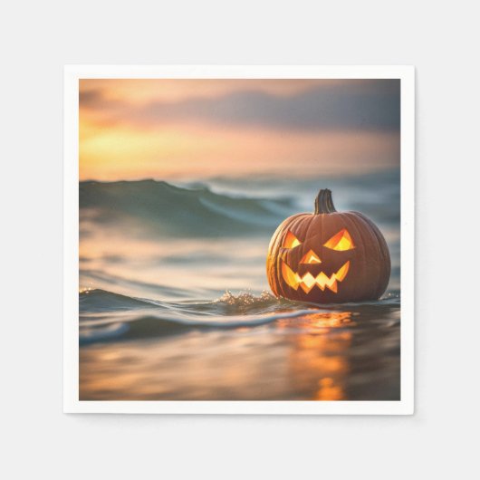 Halloween Jack-o-Lantern op het strand Servet (Voorkant)