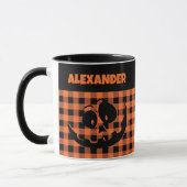 Halloween Jack-O-Lantern Orange & Black Plaid Name Mok (Links)
