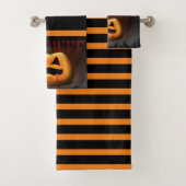 Halloween Jack O' Lantern Oranje en Black Bad Handdoek (Insitu)