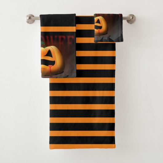 Halloween Jack O' Lantern Oranje en Black Bad Handdoek (Insitu)