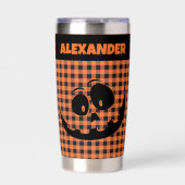 Halloween Jack-O-Lantern Oranje & Zwarte Plaid Naa Geïsoleerde Drinkbeker (Voorkant)