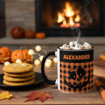 Halloween Jack-O-Lantern Oranje & Zwarte Plaid Naa