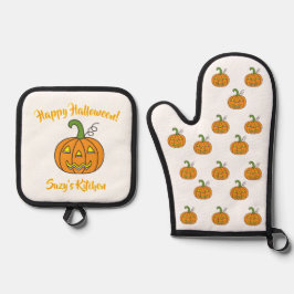 Halloween Jack-O-Lantern Ovenwant & Pannenlap Set