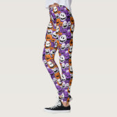Halloween Jack-O'-Lantern - Paars, Oranje, Wit Leggings (Links)
