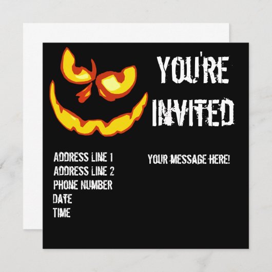 Halloween Jack O Lantern Party Invitation Kaart (Voorkant / Achterkant)