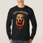 Halloween Jack O Lantern Pitbull Grappige Hond Hal T-shirt (Voorkant)