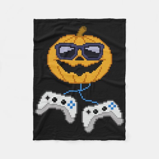 Halloween Jack O Lantern Pixelated Gaming Gamer Bo Fleece Deken (Voorkant)