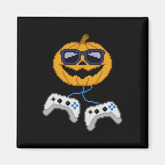 Halloween Jack O Lantern Pixelated Gaming Gamer Bo Magneet (Voorkant)