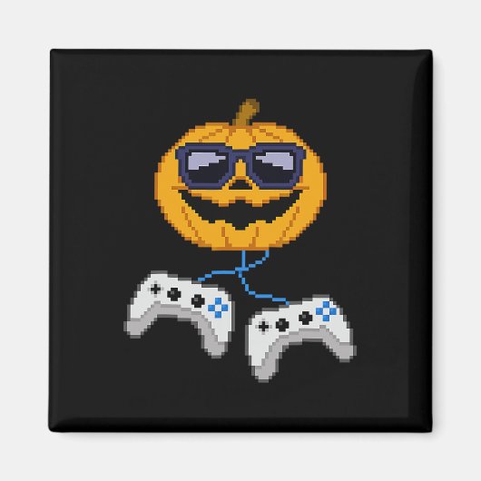 Halloween Jack O Lantern Pixelated Gaming Gamer Bo Magneet (Voorkant)