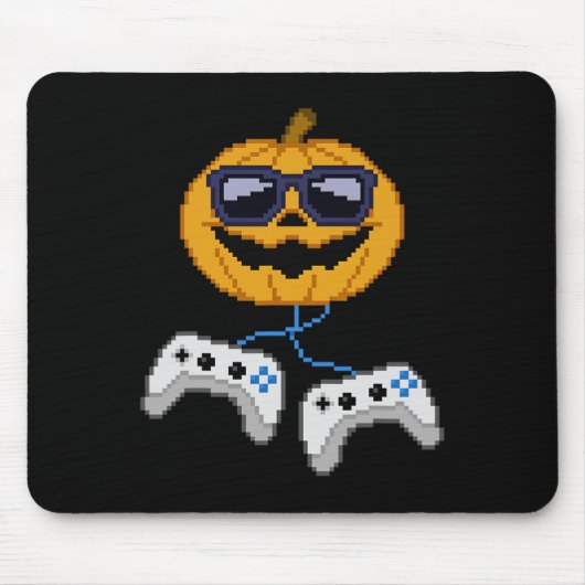 Halloween Jack O Lantern Pixelated Gaming Gamer Bo Muismat (Voorkant)