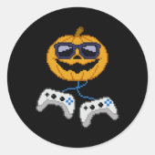 Halloween Jack O Lantern Pixelated Gaming Gamer Bo Ronde Sticker (Voorkant)