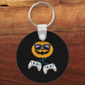 Halloween Jack O Lantern Pixelated Gaming Gamer Bo Sleutelhanger (Voorkant)