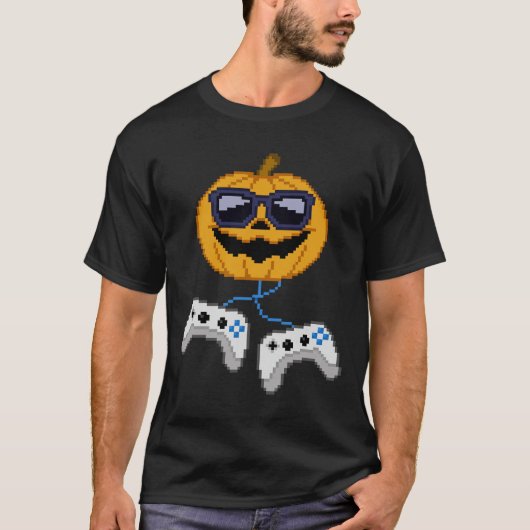 Halloween Jack O Lantern Pixelated Gaming Gamer Bo T-shirt (Voorkant)